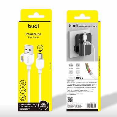 کابل شارژ Type-C بودی (Budi) طول 1 متر
