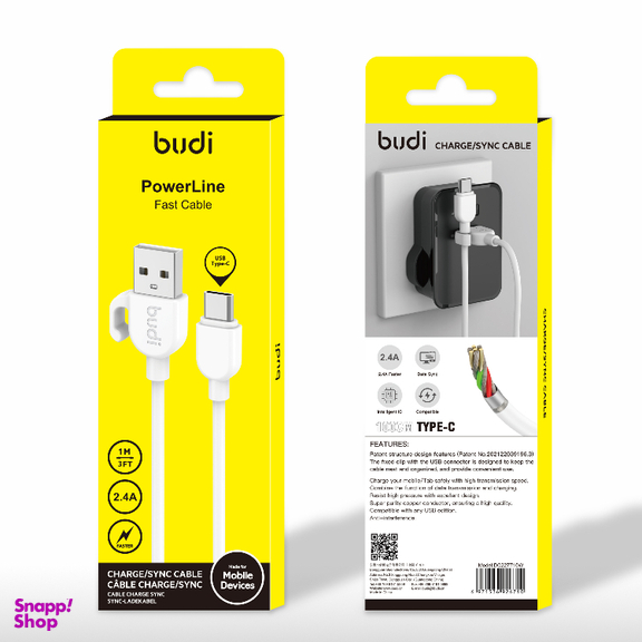 کابل شارژ Type-C بودی (Budi) طول 1 متر