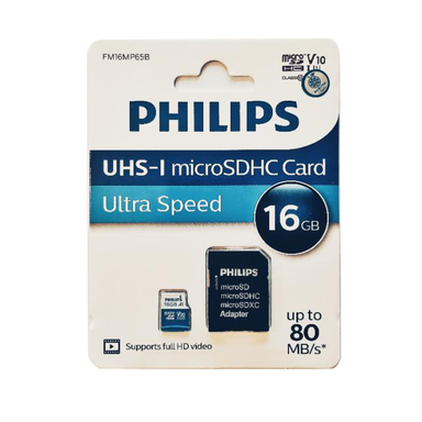 کارت حافظه microSDHC فیلیپس مدل V10 کلاس 10 استاندارد UHS-I سرعت 980MBps ظرفیت 16 گیگابایت به همراه آداپتور SD