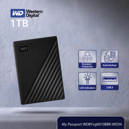 هارد اکسترنال وسترن دیجیتال مدل My Passport Wdbyvg0010Bbk-Wesn ظرفیت 1 ترابایت