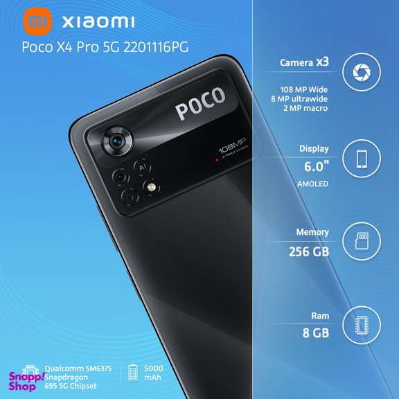 گوشی موبایل شیائومی مدل Poco X4 Pro 5G 2201116PG ظرفیت 256 گیگابایت و رم 8 گیگابایت