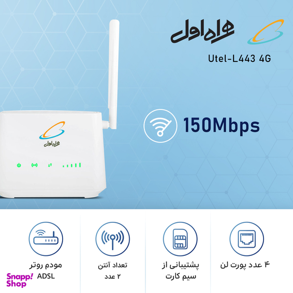 مودم روتر 4G همراه اول (IR-MCI) مدل L443 به همراه 300 گیگابایت اینترنت 1 ساله