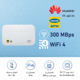 مودم 4G/TD-LTE ایرانسل (Irancell) مدل TF-i60 H1 همراه با سیم کارت دو قلو ایرانسل TD-LTE 4G