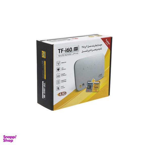 مودم 4G/TD-LTE ایرانسل (Irancell) مدل TF-i60 H1 همراه با سیم کارت دو قلو ایرانسل TD-LTE 4G