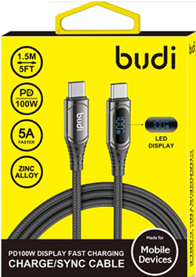 کابل تبدیل Type-C به Type-C بودی (Budi) مدل 20W طول 1٫5 متر
