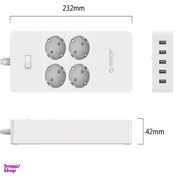 محافظ برق 4 راهی با شارژر اوریکو (Orico) مدل HPC-4A5U-V1-EU