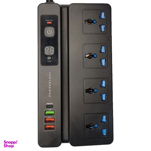 رابط برق و شارژر USB تایمردار 2 متری پاورولوژی (Powerology)