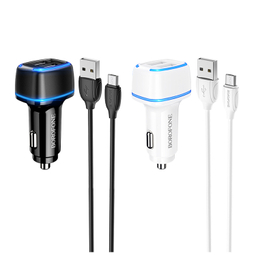 شارژر فندکی بروفون مدل BZ14 12W به همراه کابل تبدیل MICROUSB