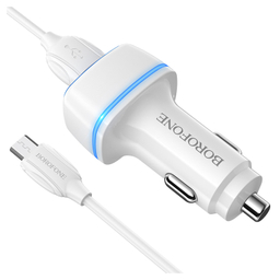 شارژر فندکی بروفون مدل BZ14 12W به همراه کابل تبدیل MICROUSB