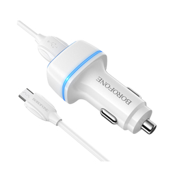 شارژر فندکی بروفون مدل BZ14 12W به همراه کابل تبدیل MICROUSB