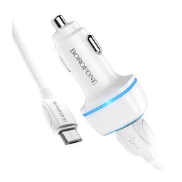 شارژر فندکی بروفون مدل BZ14 12W به همراه کابل تبدیل MICROUSB