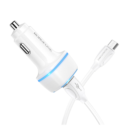 شارژر فندکی بروفون مدل BZ14 12W به همراه کابل تبدیل MICROUSB