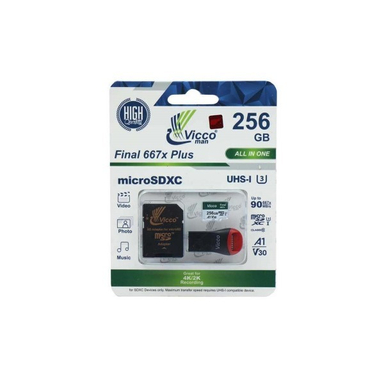 کارت حافظه microSDXC ویکومن مدل Final 667X کلاس 10 U3 سرعت 90MBps ظرفیت 256 به همراه کارت خوان