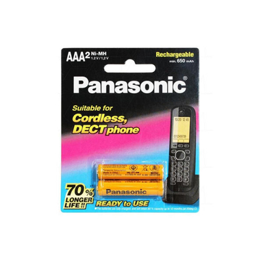 باتری نیم قلمی قابل شارژ تلفن پاناسونیک مدل P-006 بسته 2 عددی