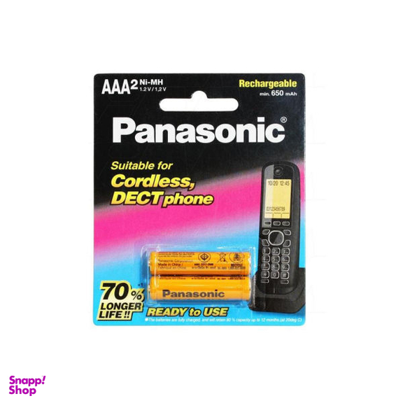 باتری نیم قلمی قابل شارژ تلفن پاناسونیک مدل P-006 بسته 2 عددی