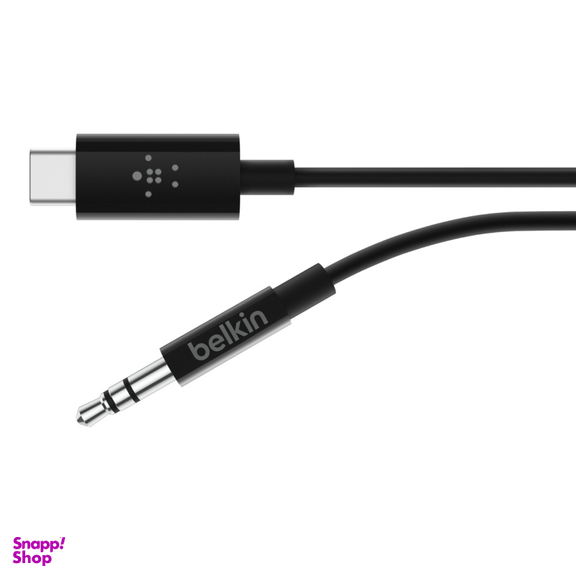 کابل تبدیل AUX 3٫5 به USB-C بلکین مدل F7U079bt03-BLK طول 0٫9 متر