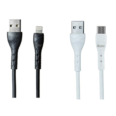 کابل تبدیل USB به لایتنینگ سیبراتون (Sibraton) مدل S207i + کابل تبدیل USB به Type-C مدل S207c طول 1.1 متر مجموعه 2 عددی