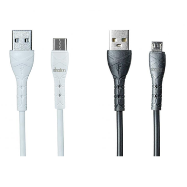 کابل تبدیل USB به Type-C سیبراتون (Sibraton) مدل S207c + کابل تبدیل USB به microUSB مدل S207a طول 1.1 متر مجموعه 2 عددی