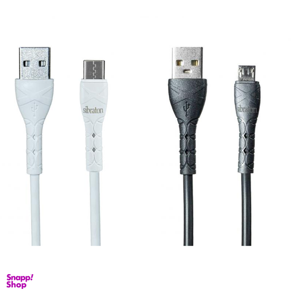 کابل تبدیل USB به Type-C سیبراتون (Sibraton) مدل S207c + کابل تبدیل USB به microUSB مدل S207a طول 1.1 متر مجموعه 2 عددی