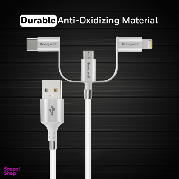 کابل تبدیل USB به MicroUSB/ لایتنینگ/Type-C هانیول مدل HC000041 طول 1٫2 متر