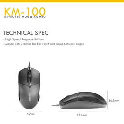کیبورد و ماوس فنتک (Fantech) مدل KM-100