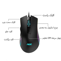 ماوس سیمی گیمینگ ای او سی (AOC ) مدل GM120