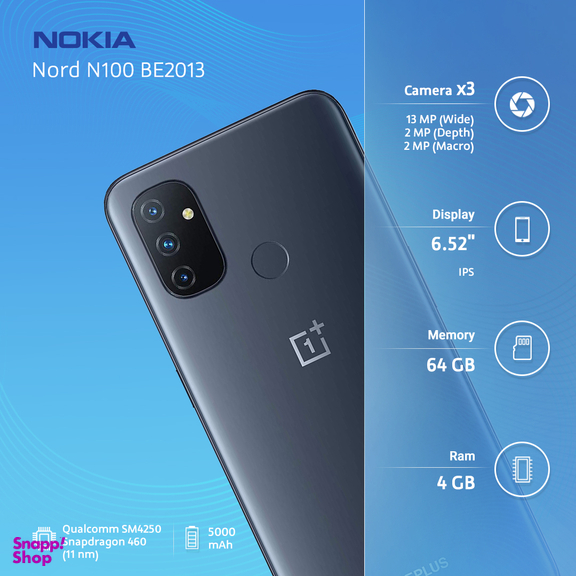 گوشی موبایل وان پلاس (Oneplus) مدل Nord N100 Be2013 دو سیم‌ کارت ظرفیت 64 گیگا بایت و رم 4 گیگا بایت