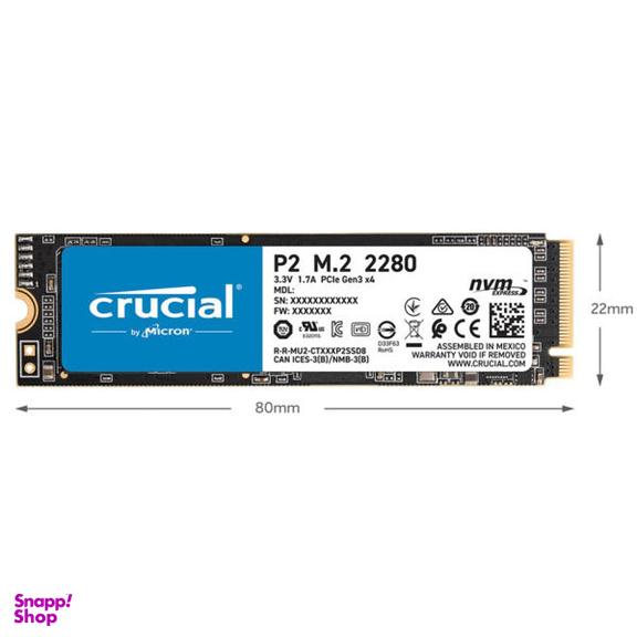 حافظه SSD اینترنال کروشیال (Crucial) مدل P2 M.2 NVME PCIE ظرفیت 500 گیگابایت