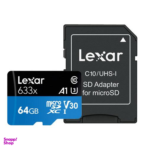 کارت حافظه میکرو اس دی UHS-1 لکسار (Lexar) مدل A1 Lexar 633X ظرفیت 64 گیگابایت