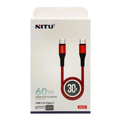 کابل Type-C به Type-C نیتو (Nitu) مدل NC37 طول 30 سانتیمتر 60 وات