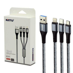 کابل 3سر 3in1 سوپر فست شارژ نیتو (Nitu) مدل NC124 طول 1.2 متر 3 آمپر