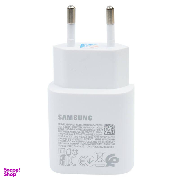 شارژر دیواری فست شارژ 2 پین سامسونگ مدل EP-TA800 3A PD 25W به همراه کابل تایپ سی