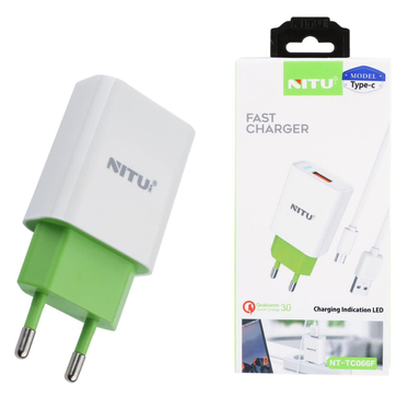 شارژر دیواری فست شارژ QC3.0 نیتو (Nitu) مدل NT-TC66F همراه با کابل MicroUsb