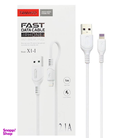 کابل 2.1 آمپر USB به لایتنینگ ترانیو (Tranyoo) مدل X1 به طول 1 متر