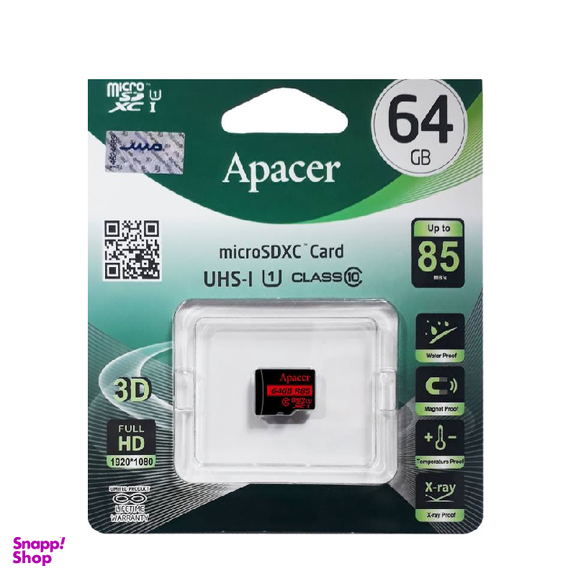 کارت حافظه MicroSDxc اپیسر مدل Ap64G کلاس 10 استاندارد Uhs-I U1 سرعت 85Mbps ظرفیت 64 گیگابایت