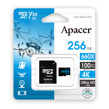 کارت حافظه microSDXC اپیسر (Apacer) مدل کلاس 10 استاندارد UHS-I U3 سرعت 100MBps ظرفیت 128 گیگابایت به همراه آداپتور SD