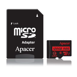 کارت حافظه microSDXC اپیسر (Apacer) کلاس 10 استاندارد UHS-I U1 سرعت 85MBps همراه با آداپتور SD ظرفیت 128 گیگابایت