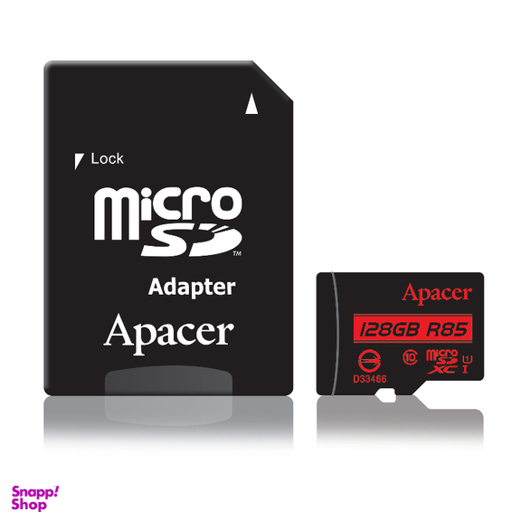 کارت حافظه microSDXC اپیسر (Apacer) کلاس 10 استاندارد UHS-I U1 سرعت 85MBps همراه با آداپتور SD ظرفیت 128 گیگابایت