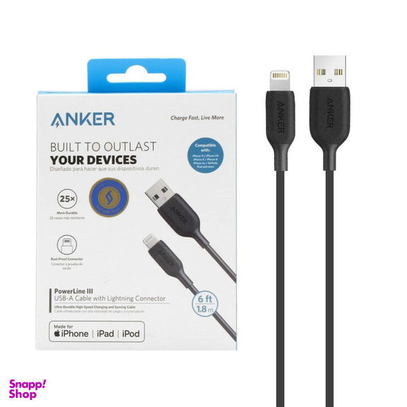 کابل تبدیل USB به لایتنینگ انکر (Anker) مدل A8813 طول 1٫8 متر
