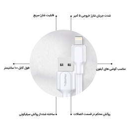 کابل تبدیل USB به لایتنینگ پاواریال (Pavareal) مدل DC-126 طول 1 متر