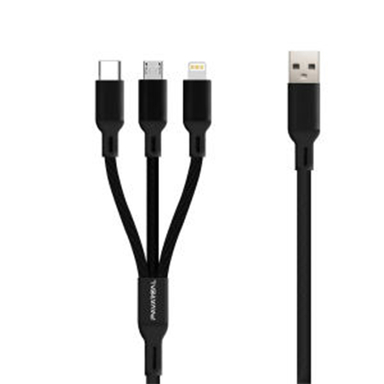 کابل تبدیل USB به MicroUSB / USB-C / لایتنینگ پاواریال (Pavareal) مدل DC66 طول 1٫2 متر