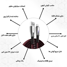 کابل تبدیل USB به لایتنینگ راک اسپیس (Rock Space) مدل RCB0670 طول 1٫2 متر