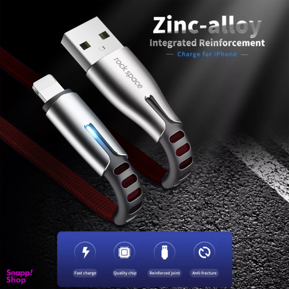 کابل تبدیل USB به لایتنینگ راک اسپیس (Rock Space) مدل RCB0670 طول 1٫2 متر
