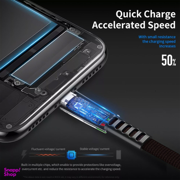 کابل تبدیل USB به لایتنینگ راک اسپیس (Rock Space) مدل RCB0670 طول 1٫2 متر