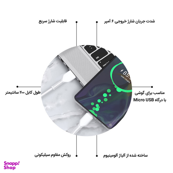کابل تبدیل USB به MicroUSB پاواریال (Pavareal) مدل PA-DC121 طول 1 متر