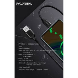 کابل تبدیل USB به MicroUSB پاواریال (Pavareal) مدل DC-158 طول 1 متر