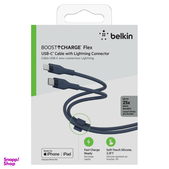 کابل شارژ سریع USB-C به لایتنینگ بلکین مدل CAA009bt1MBL طول 1 متر