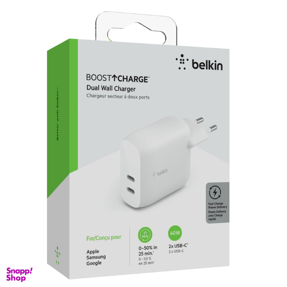 شارژر دیواری شارژ سریع بلکین مدل WCB006vfWH USB-C PD 3٫0