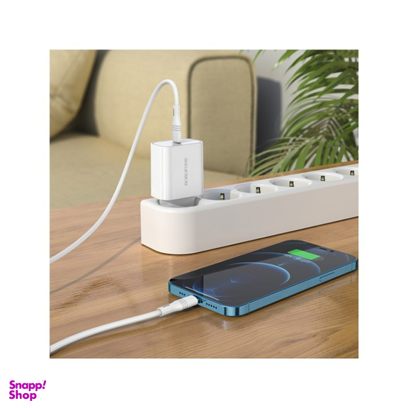 شارژر دیواری بروفون (Borofone) مدل BA57A PD 20W به همراه کابل تبدیل لایتنینگ