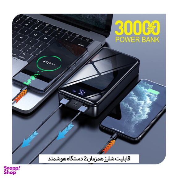 شارژر همراه بروفون (Borofone) مدل BJ8 ظرفیت 30000 میلی‌ آمپر ساعت